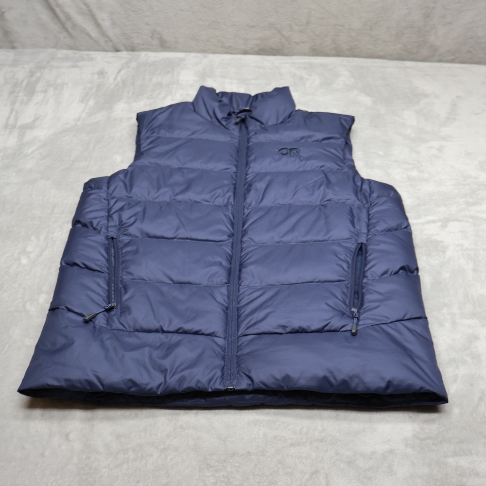 Outdoor Research Down Vest Mens Small Blue Insulated Light Pack Quilted Puffer